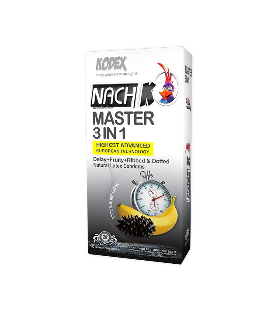 1-386.jpg کاندوم 3 کاره تأخیری، خاردار و میوه ای ناچ کدکس 12 عددی - Image 1