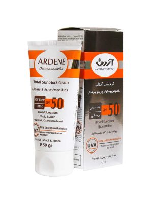 کرم ضد آفتاب SPF 50 آردن مخصوص پوست های چرب و جوشدار 50 گرمی
