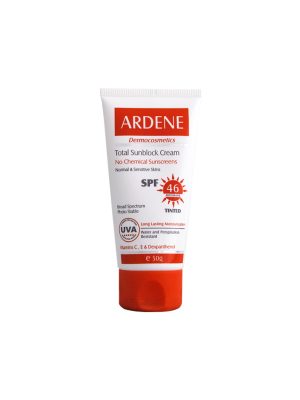 کرم ضد آفتاب رنگی SPF46 آردن فاقد جاذب های شیمیایی مناسب پوست های معمولی و حساس 50 گرمی