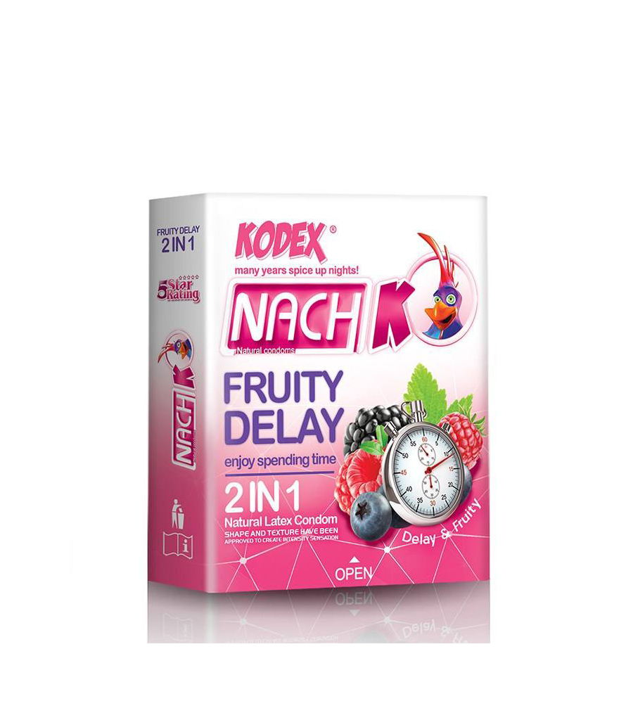 2-169.jpg کاندوم تأخیری 2 کاره میوه ای ناچ کدکس 3 عددی - Image 1