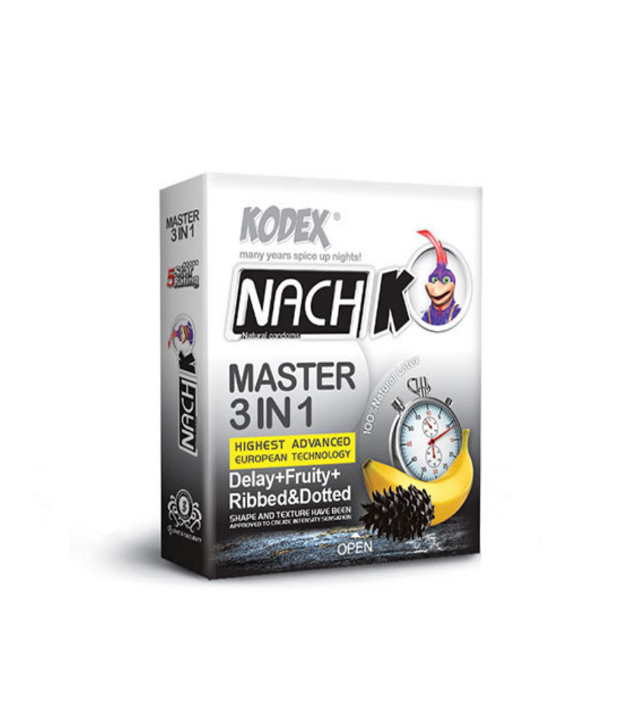 3-50.jpg کاندوم 3 کاره تأخیری، خاردار و میوه ای ناچ کدکس 3 عددی - Image 1