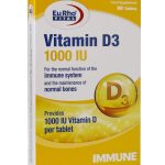 قرص ویتامین د3 یوروویتال 1000 واحدی 60 عددی