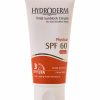 کرم ضد آفتاب SPF60 رنگی هیدرودرم بژ روشن پوست های خشک و حساس با حجم 50 میلی لیتر