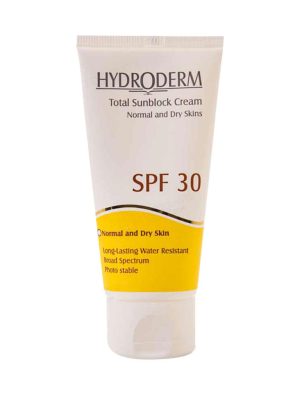 کرم ضد آفتاب بی رنگ هیدرودرم SPF30 مناسب پوست های معمولی و خشک 50 گرم