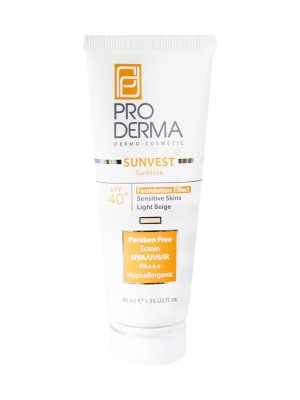 کرم ضد آفتاب مینرال رنگی پرودرما +SPF40 بژ روشن مناسب پوست های حساس حجم 40 میلی لیتر