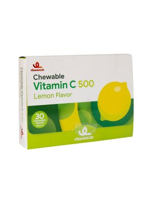 قرص جویدنی ویتامین ث 500 میلی گرم ویتامین لایف 30 عددی با طعم لیمو
