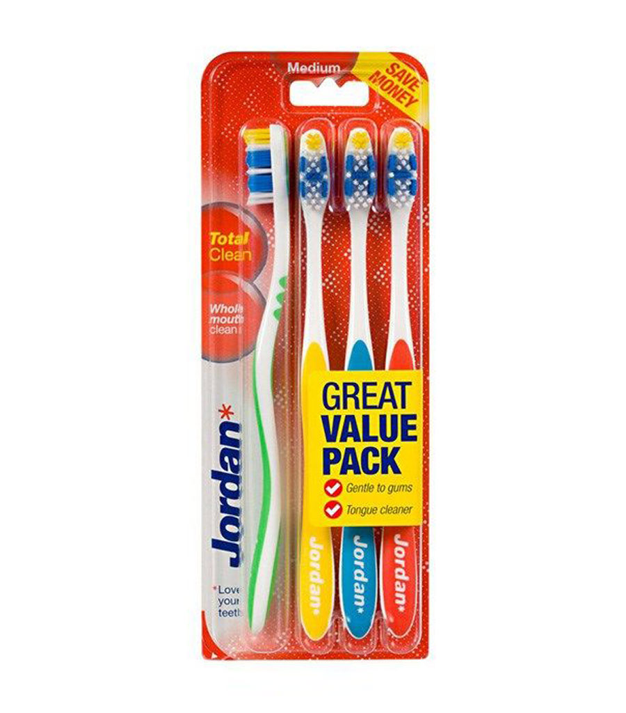 jordan-total-clean-medium.jpg مسواک توتال کلین متوسط 4 عددی - Image 1