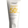 کرم ضد آفتاب +SPF50 حاوی ویتامین C ویتالیر بی رنگ حجم 40 میلی لیتر