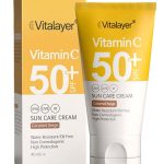 کرم ضد آفتاب +SPF50 حاوی ویتامین C ویتالیر رنگ کاراملی حجم 40 میلی لیتر