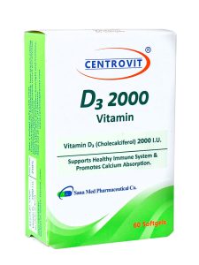 سافت ژل ویتامین د3 سنتروویت 2000 واحدی 60 عددی