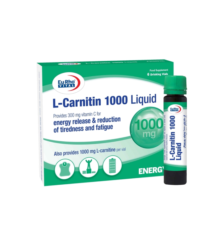 ویال ال کارنیتین 1000 میلی گرم یوروویتال 6 عددی