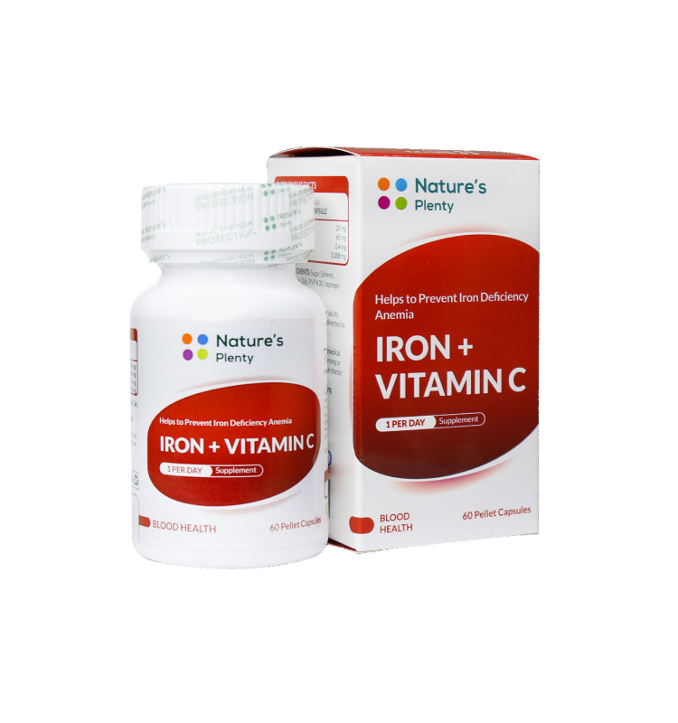 کپسول آیرون پلاس با ویتامین C نیچرز پلنتی 60 عددی